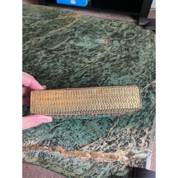 Vintage Cleopatra, like crystal stone bag, purse malachite, gold embellishments - Picture 3 of 11